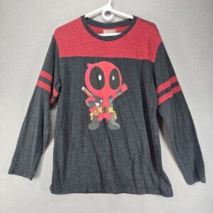 Marvel Deadpool Men's Jersey Shirt, Charcoal, Large, Funko Character Big Head